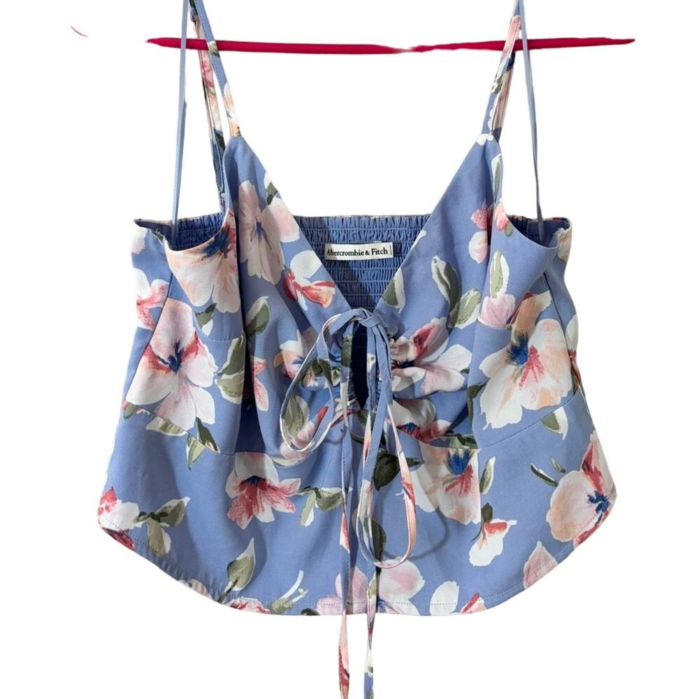 Abercrombie & Fitch Blue Periwinkle Lavender Cropped Bow Tie Tank Size Large EUC